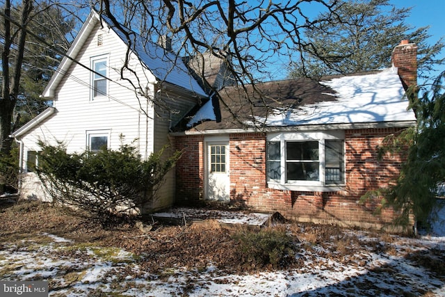 view of snow covered exterior