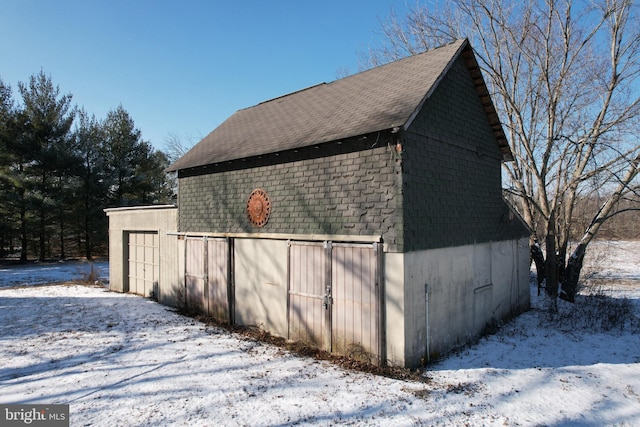 view of snow covered structure