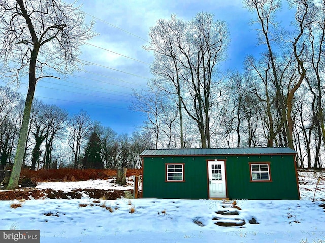 view of snow covered structure