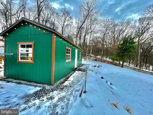 view of snow covered exterior