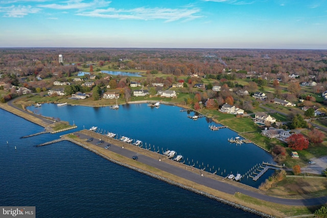 bird's eye view featuring a water view