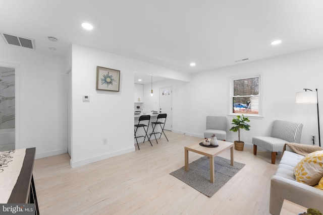 living room featuring light hardwood / wood-style flooring