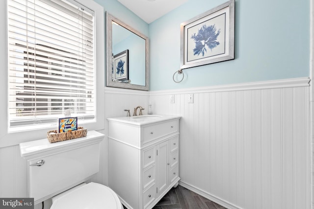 bathroom with toilet and vanity