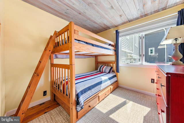 bedroom with wooden ceiling