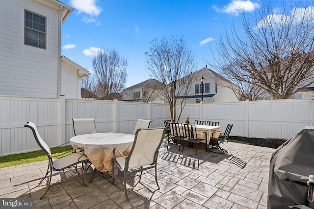 view of patio / terrace with a grill