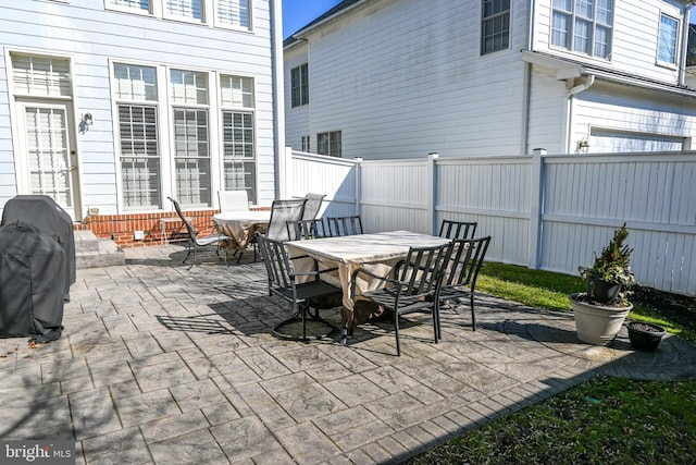 view of patio / terrace featuring a grill