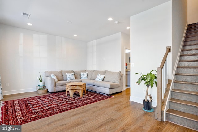 living room featuring light wood-type flooring