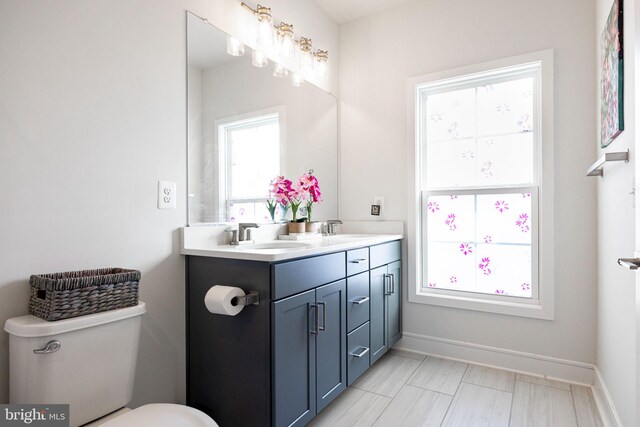 bathroom with toilet and vanity