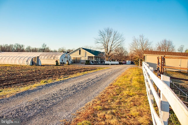 view of road with a rural view