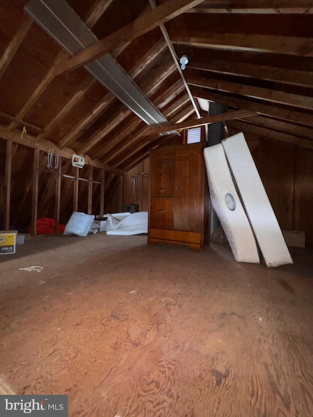 view of unfinished attic