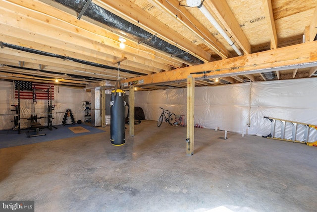 basement with water heater