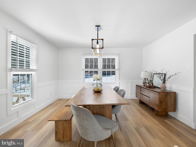 dining room with light hardwood / wood-style flooring