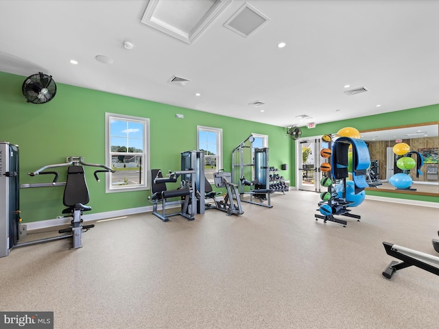 workout area featuring a healthy amount of sunlight