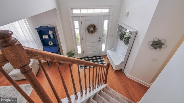 entryway with hardwood / wood-style floors