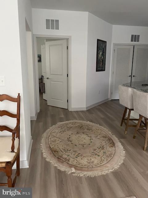 living area featuring wood-type flooring