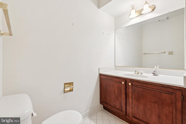 bathroom with tile patterned floors, toilet, and vanity