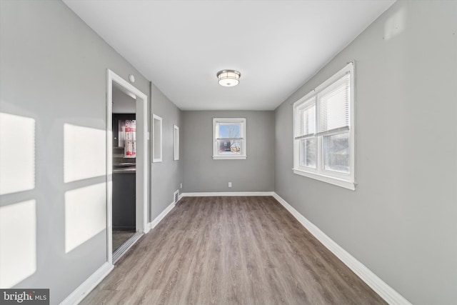 unfurnished room featuring light hardwood / wood-style flooring