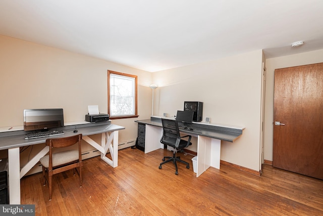 office space with hardwood / wood-style flooring