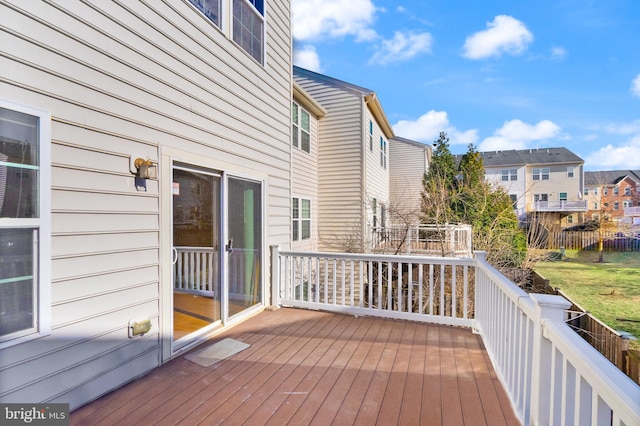 deck with a residential view