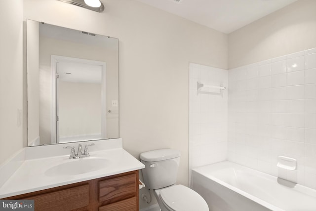 full bath featuring vanity, toilet, and shower / bathtub combination