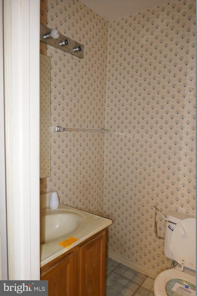 bathroom with toilet and vanity