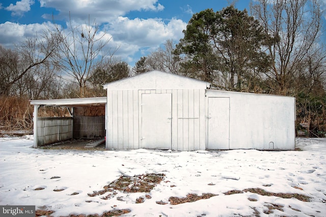 view of snow covered structure