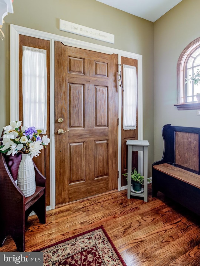 foyer with hardwood / wood-style flooring