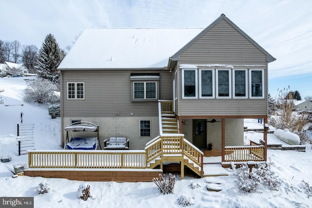 view of snow covered property