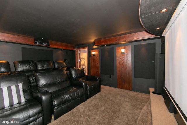 view of carpeted home theater