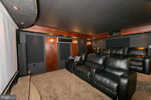 home theater room featuring carpet floors