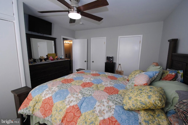 bedroom featuring ceiling fan