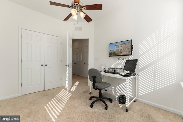 view of carpeted office space