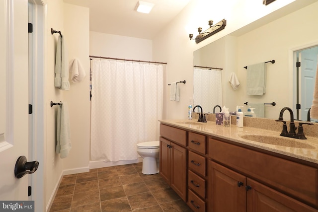 148 Gemstone Dr, Bellefonte, PA 16823 - bathroom featuring double vanity, a sink, toilet, and a shower with curtain