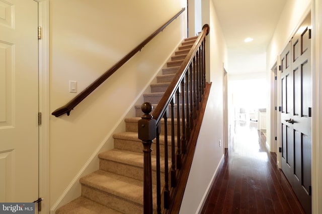 148 Gemstone Dr, Bellefonte, PA 16823 - stairs featuring baseboards, wood finished floors, and recessed lighting