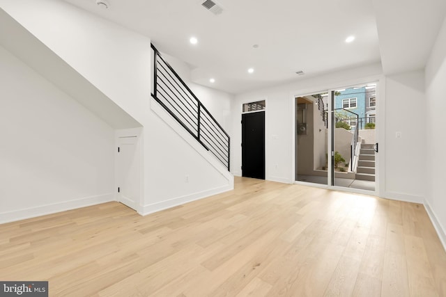 unfurnished living room featuring light hardwood / wood-style floors