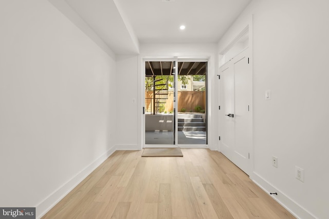 doorway featuring light wood-type flooring