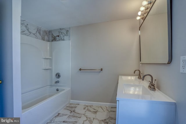 bathroom featuring shower / bath combination and vanity