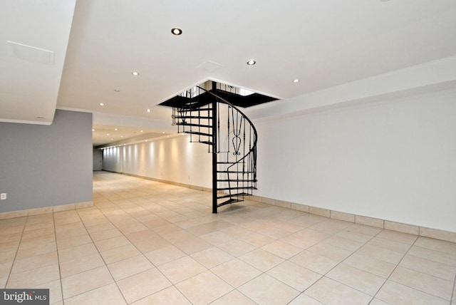 stairway featuring tile patterned floors