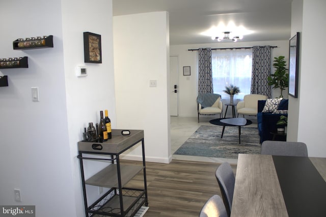 living room featuring dark hardwood / wood-style flooring