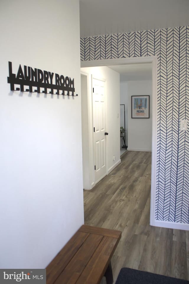 hall featuring dark hardwood / wood-style flooring