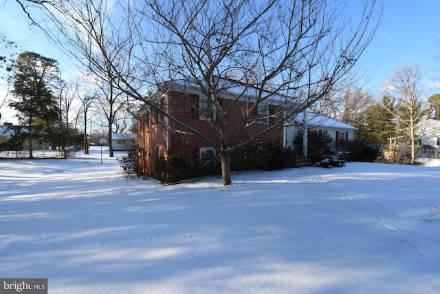 view of snow covered exterior