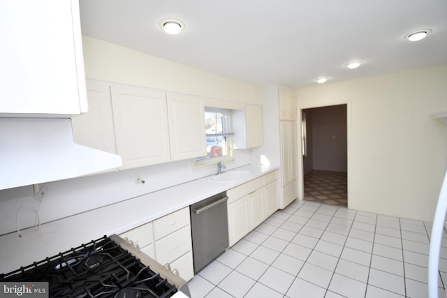 kitchen with white cabinetry, sink, stovetop, and dishwasher