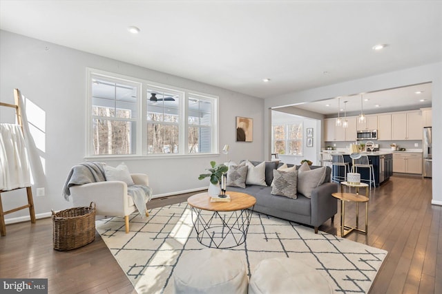 living room with light hardwood / wood-style floors