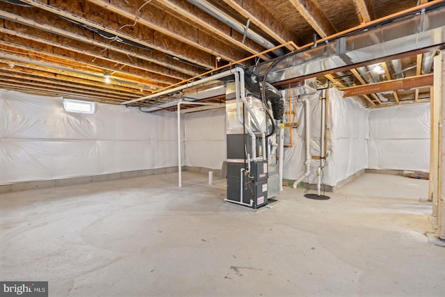 basement with heating unit