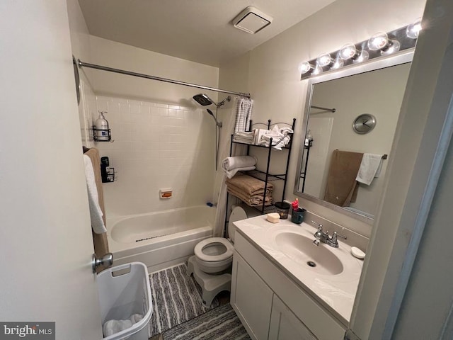 full bathroom featuring vanity, toilet, and shower / bath combination