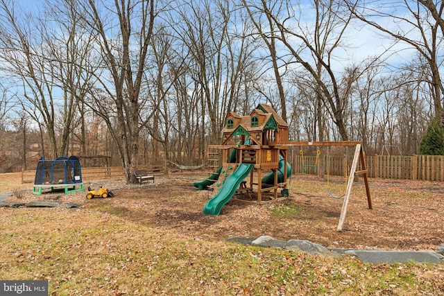 view of playground with a trampoline