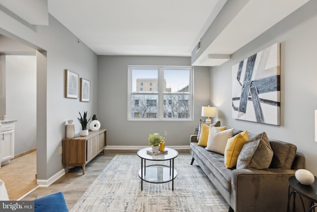 living room featuring light hardwood / wood-style floors