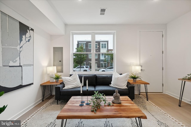 living room featuring light hardwood / wood-style flooring