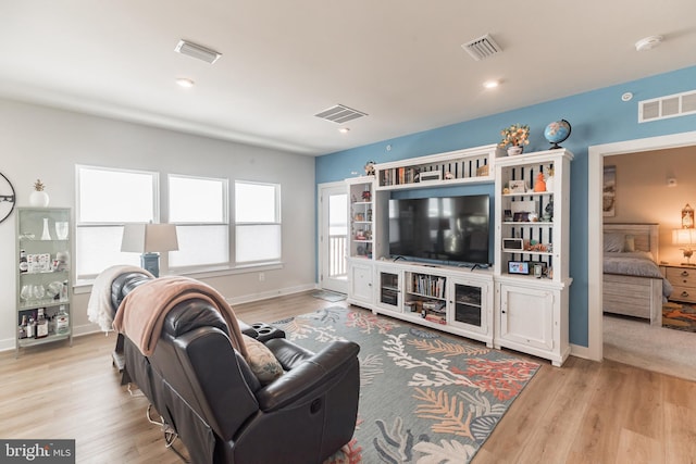 living room with light wood-type flooring