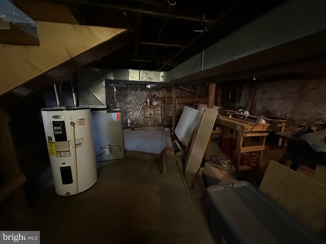 basement featuring water heater